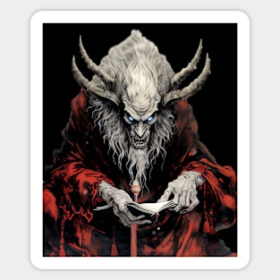 Krampus: A Yuletide Journey into Alpine Folklore on a dark (Knocked Out) background Sticker